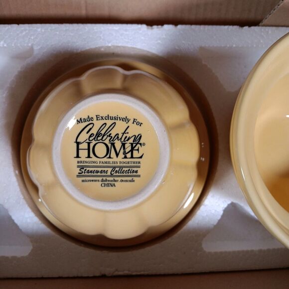 Set Of 3 Celebrating Home Stoneware Collection Bowls Somerset Harvest Yellow - Picture 3 of 10